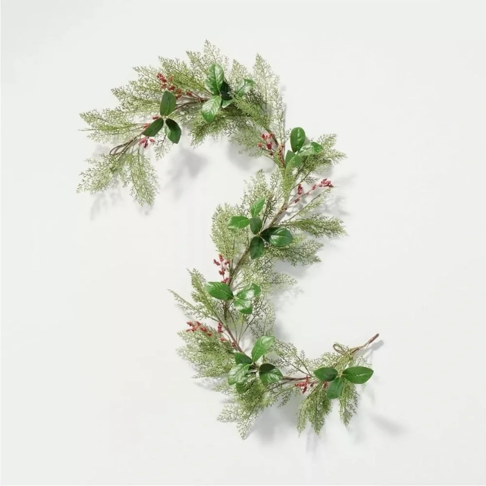 Faux Cedar & Magnolia Leaf with Winterberries Christmas Garland - Hearth & Hand™